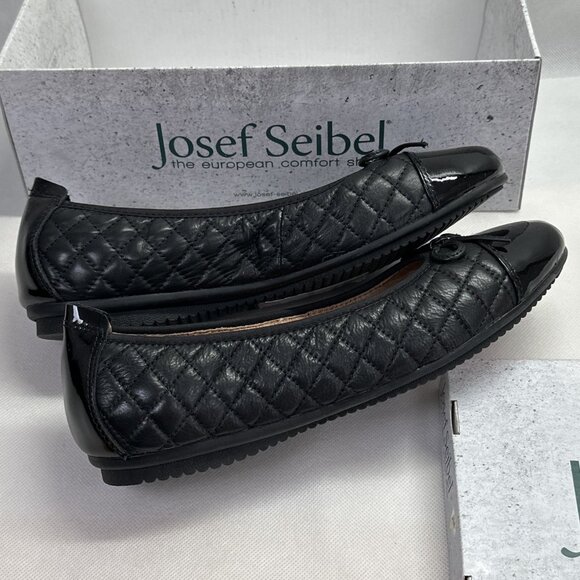 NIB Josef Seibel Pippa 25 Quilted Leather Ballet Flat with Patent Toe & Heel - Picture 5 of 7